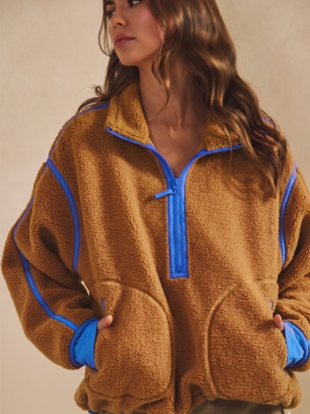 LovLov Fleece Zipper Hide Pocket Pullover